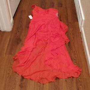 Red Ruffled Hi-Low Formal Cocktail Dress Size S NWT